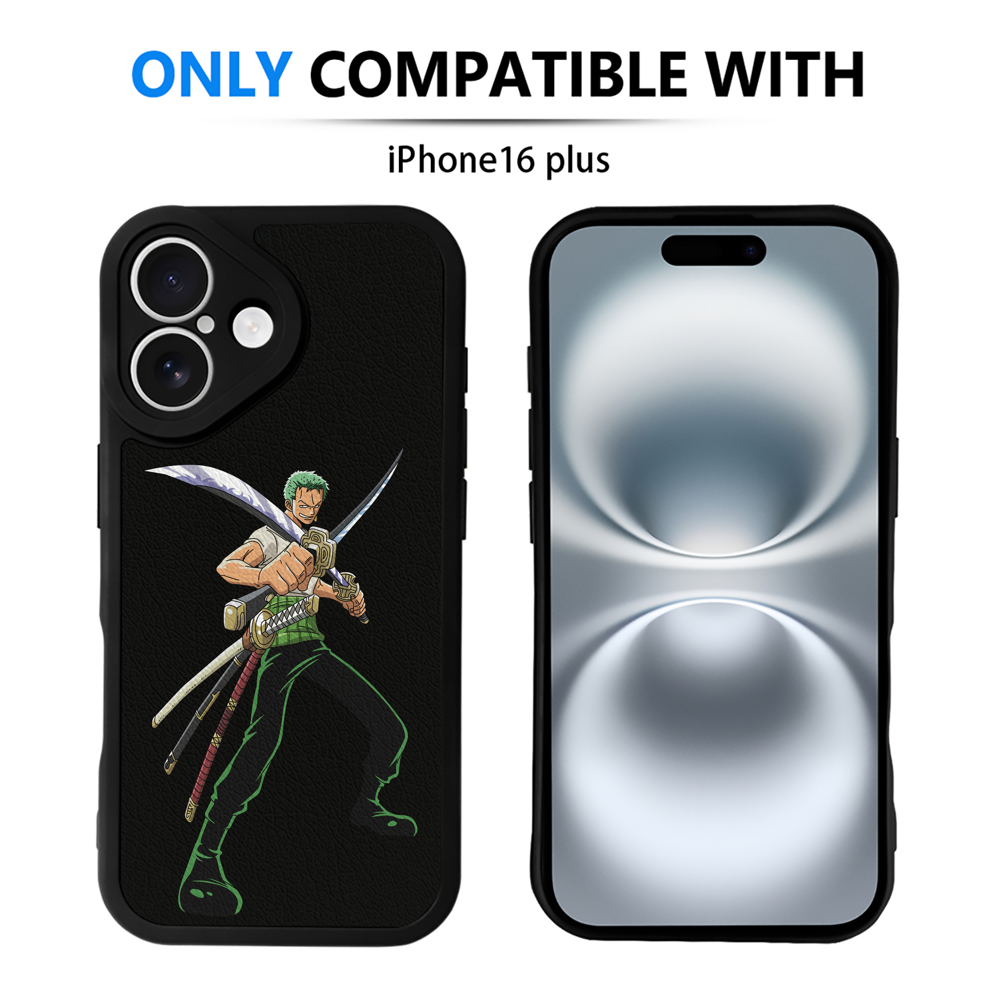 （画像用） ワンピース ロロノア・ゾロ ONE PIECE Roronoa Zoro 【iPhone 16シリーズ対応】シリコンスマホケース（レザー調） 材質：シリコン